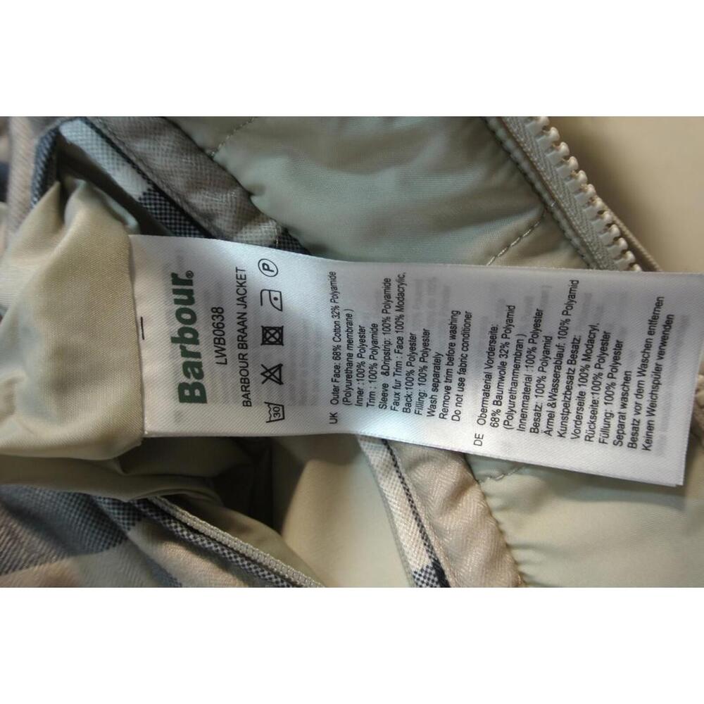 NWD, Barbour Braan Waterproof Faux Fur Trim Hooded Parka In Mist Size 12 #C4626 - Picture 6 of 8